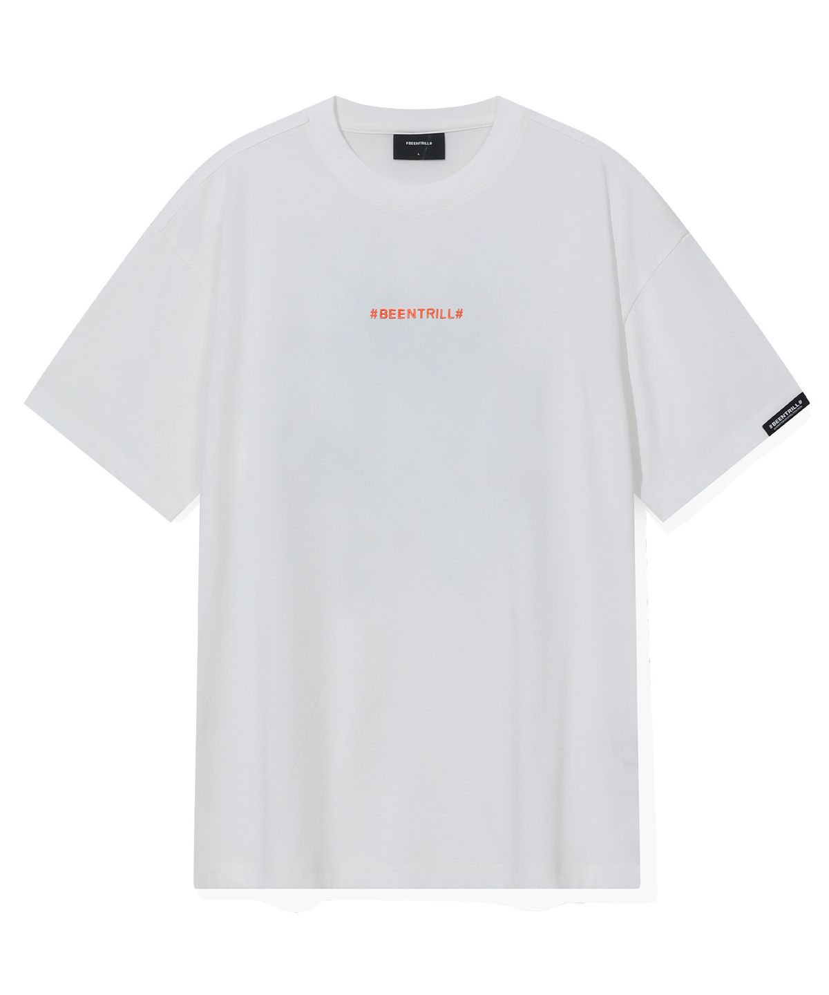 빈트릴(BEENTRILL) 일루전 해시태그 티셔츠(오렌지)