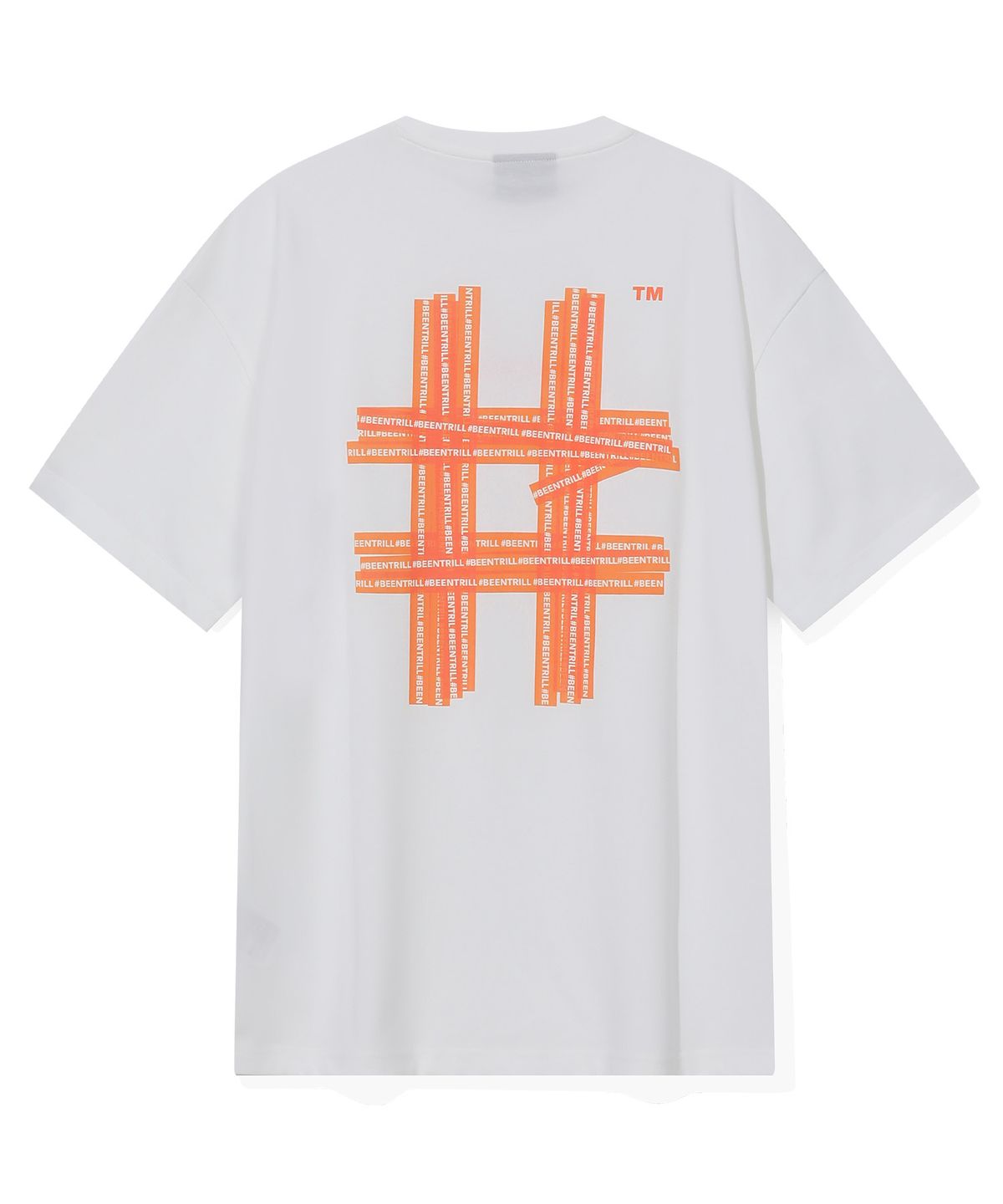 빈트릴(BEENTRILL) 일루전 해시태그 티셔츠(오렌지)