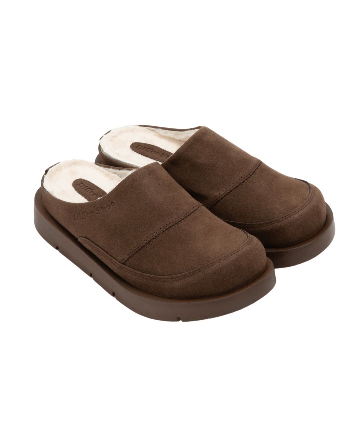 디퍼슈(DIFFERSHOE) 베어 퍼 블로퍼 5.5CM 초코