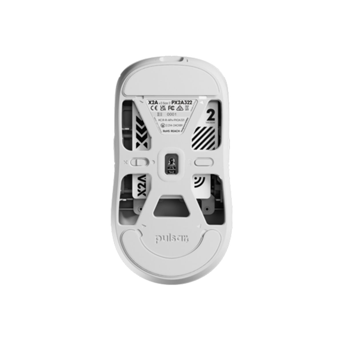 펄사(PULSAR) X2A V3 무선 게이밍 마우스 미디움 화이트색상 대칭형 양손잡이용 56g 초경량 XS-1센서 (PX2A322)