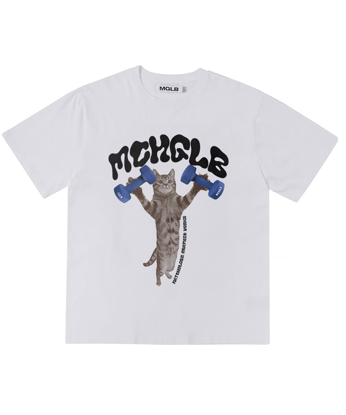 매치글로브(MATCHGLOBE) 덤벨 캣 오버핏 티 (화이트)