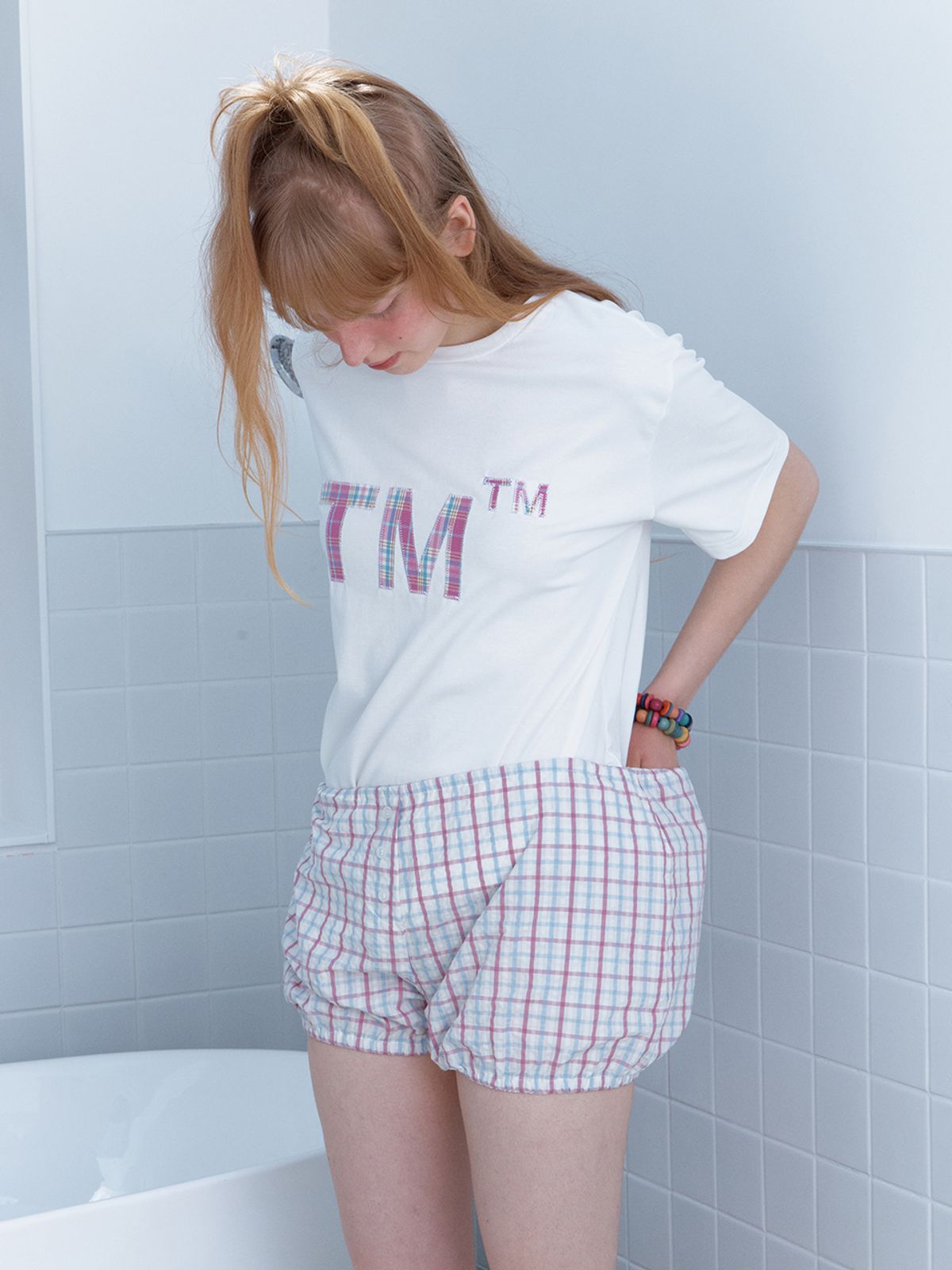 틸다마틸다(TILDA MA TILDA) 펌킨 밴딩 쇼츠_핑크 화이트 체크