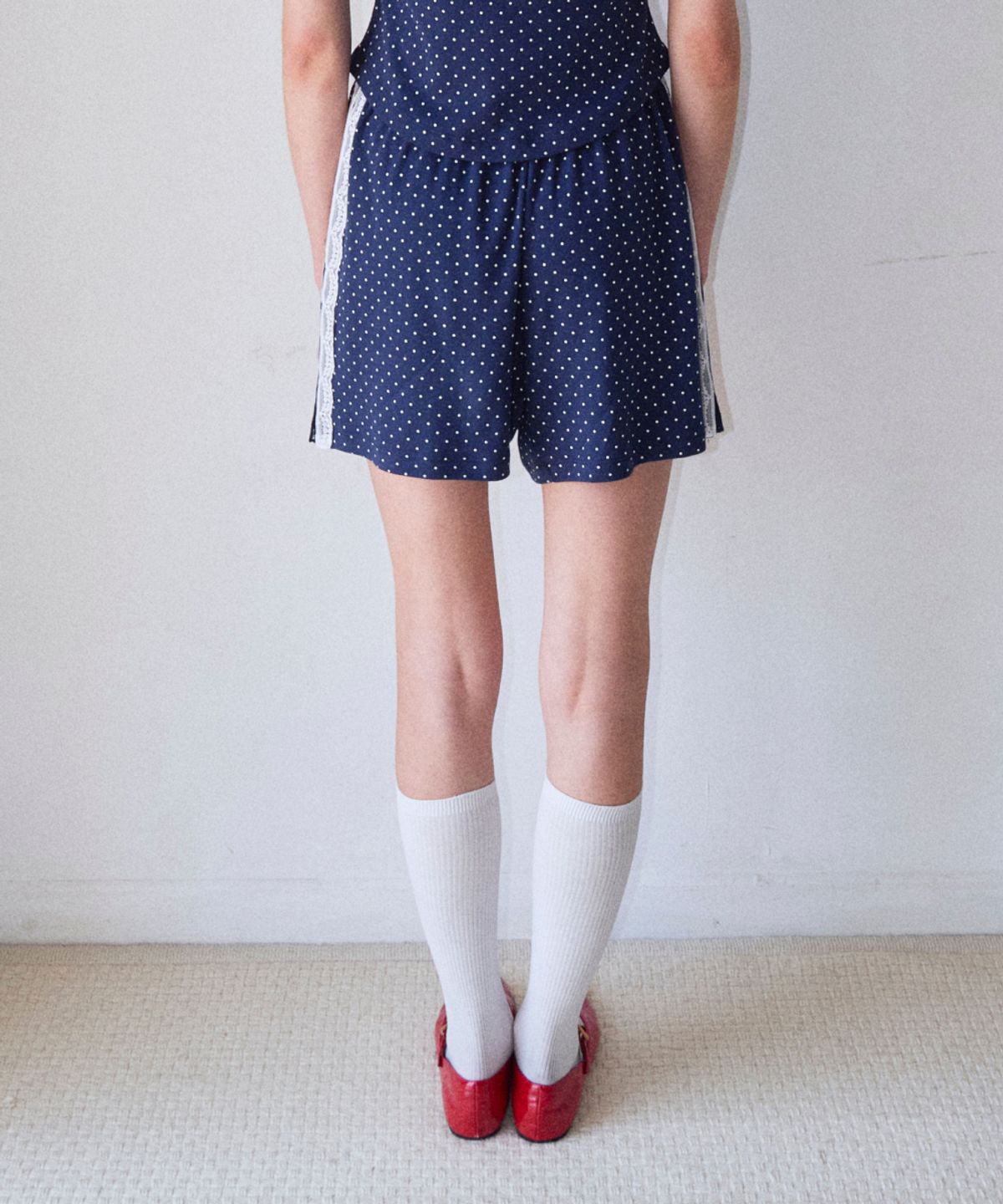 로긴 앤 로지(ROGIN N ROSIE) Dot Detailed Side Race Shorts Navy