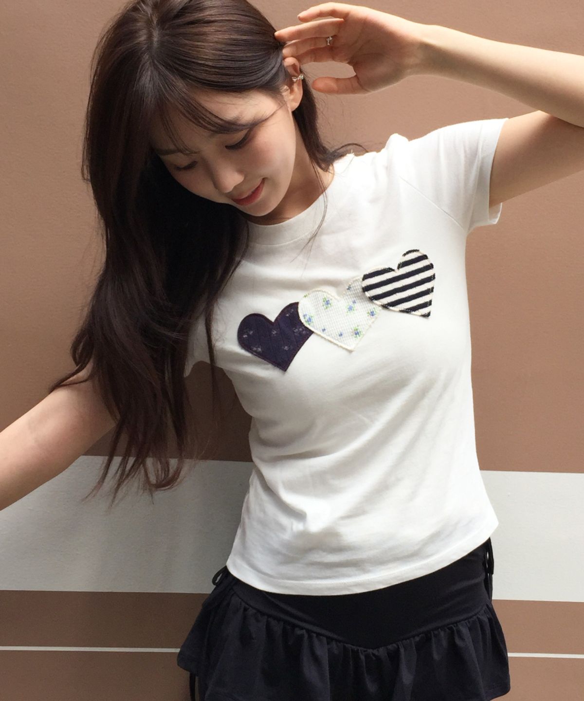 로긴 앤 로지(ROGIN N ROSIE) Heart Patch Cotton T-shirt White