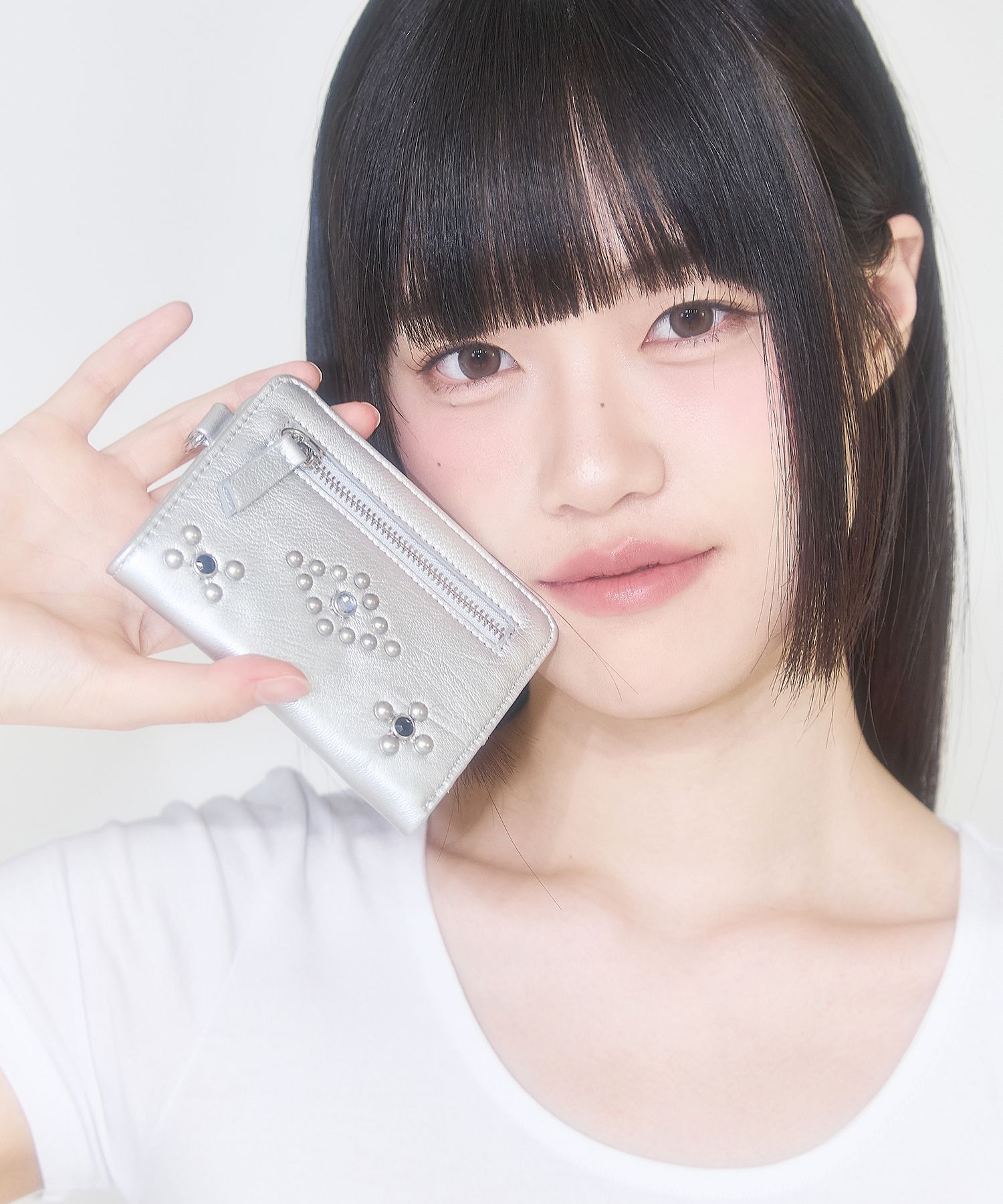 ●ILLIGO● stud cross wallet silver 25SMACC02SV MUSINSA | ILLIGO Studded Cross Wallet Silver