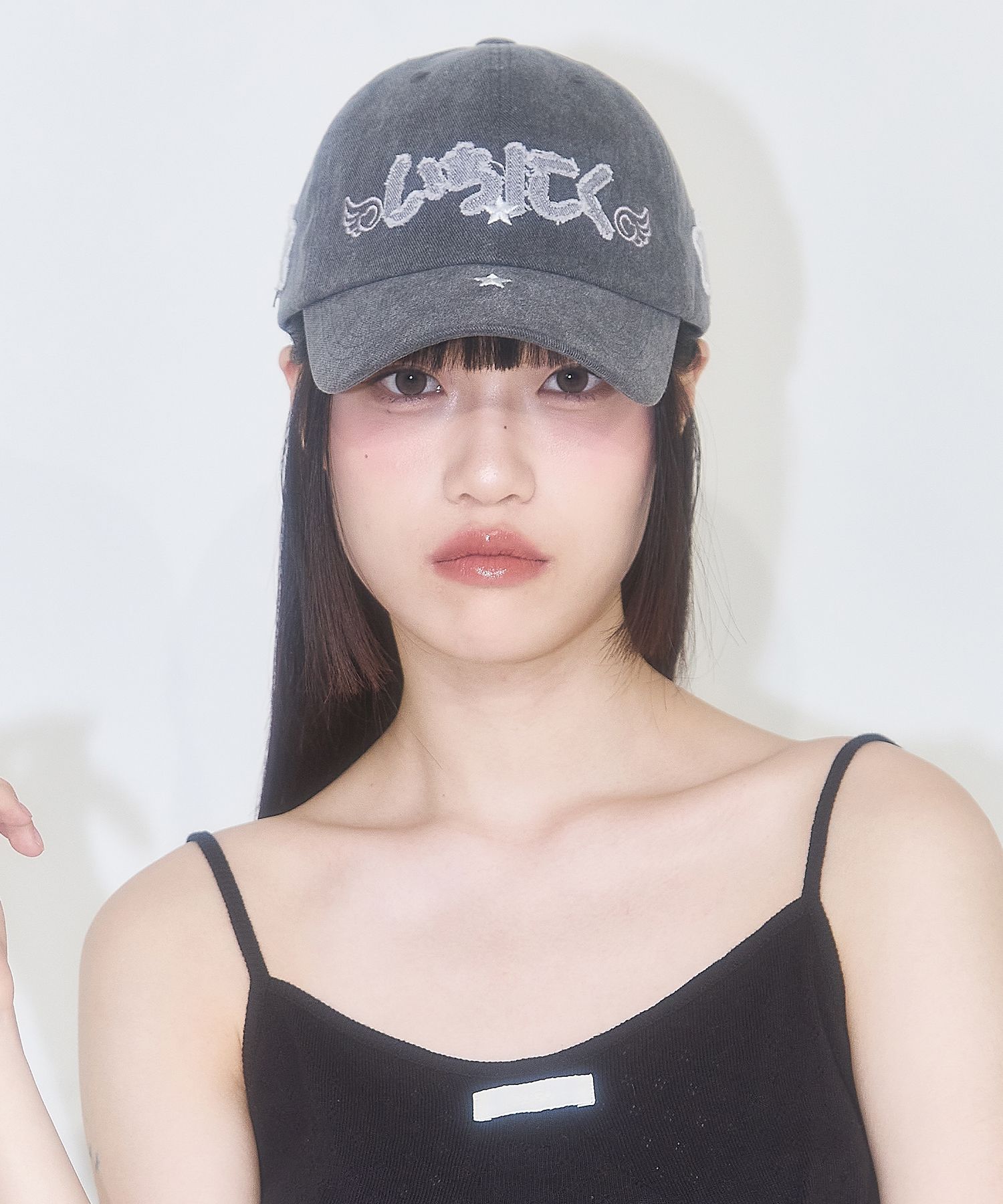 韓国 人気 エンジェル[ILLIGO] ANGEL APPLIQUE BALL CAP MUSINSA公式 | ILLIGO Angel Applique Ball Cap Charcoal