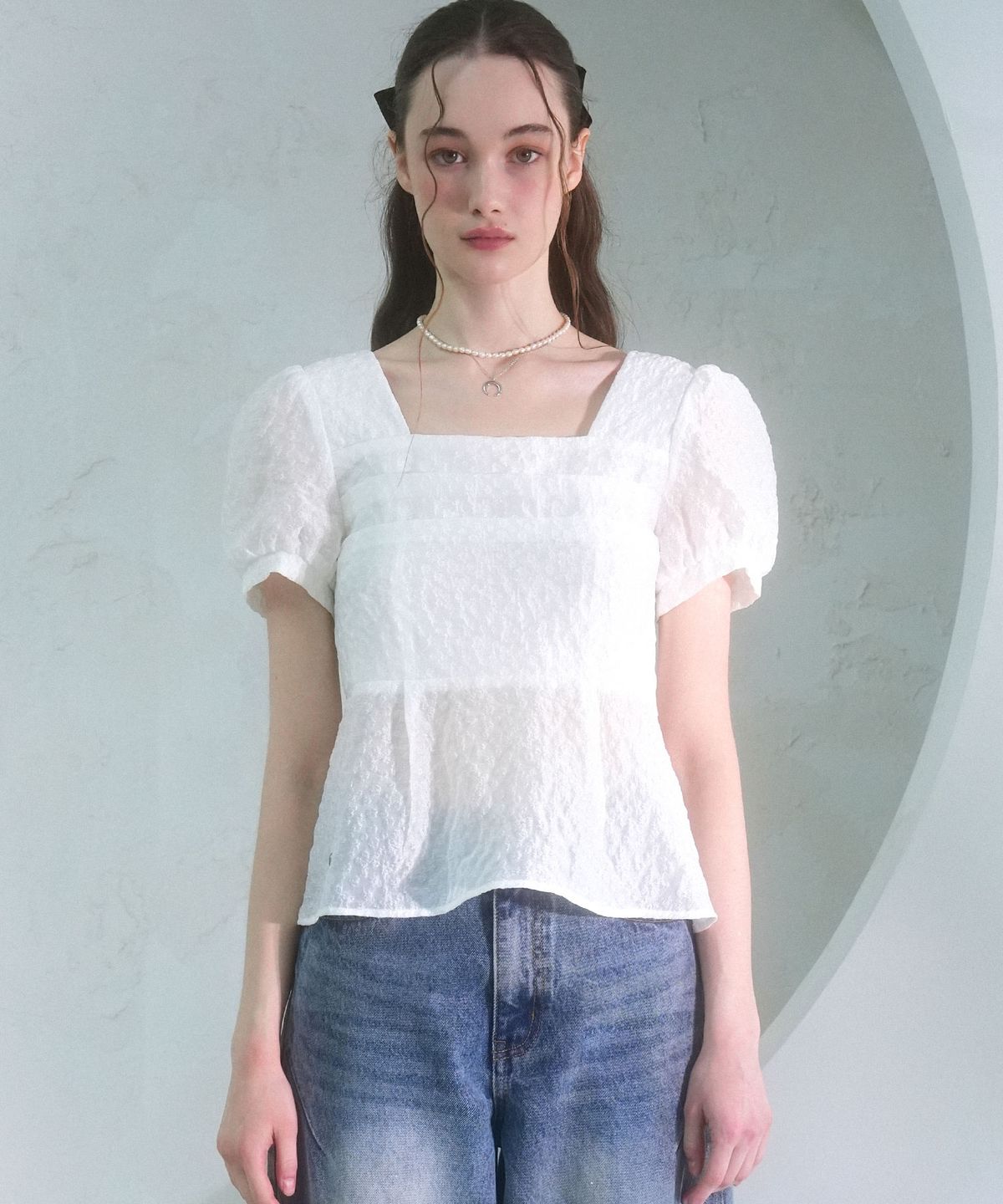 비바셔스(VIVACIOUS) Snow Oganza Smoking Blouse BLACK