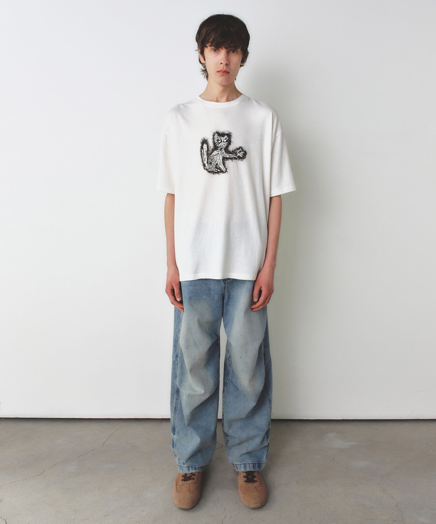[INSILENCE] CAT GRAPHIC SHEARED T-SHIRT /追跡付 MUSINSA公式 | INSILENCE CAT GRAPHIC SHEARED T-SHIRT OFF WHITE
