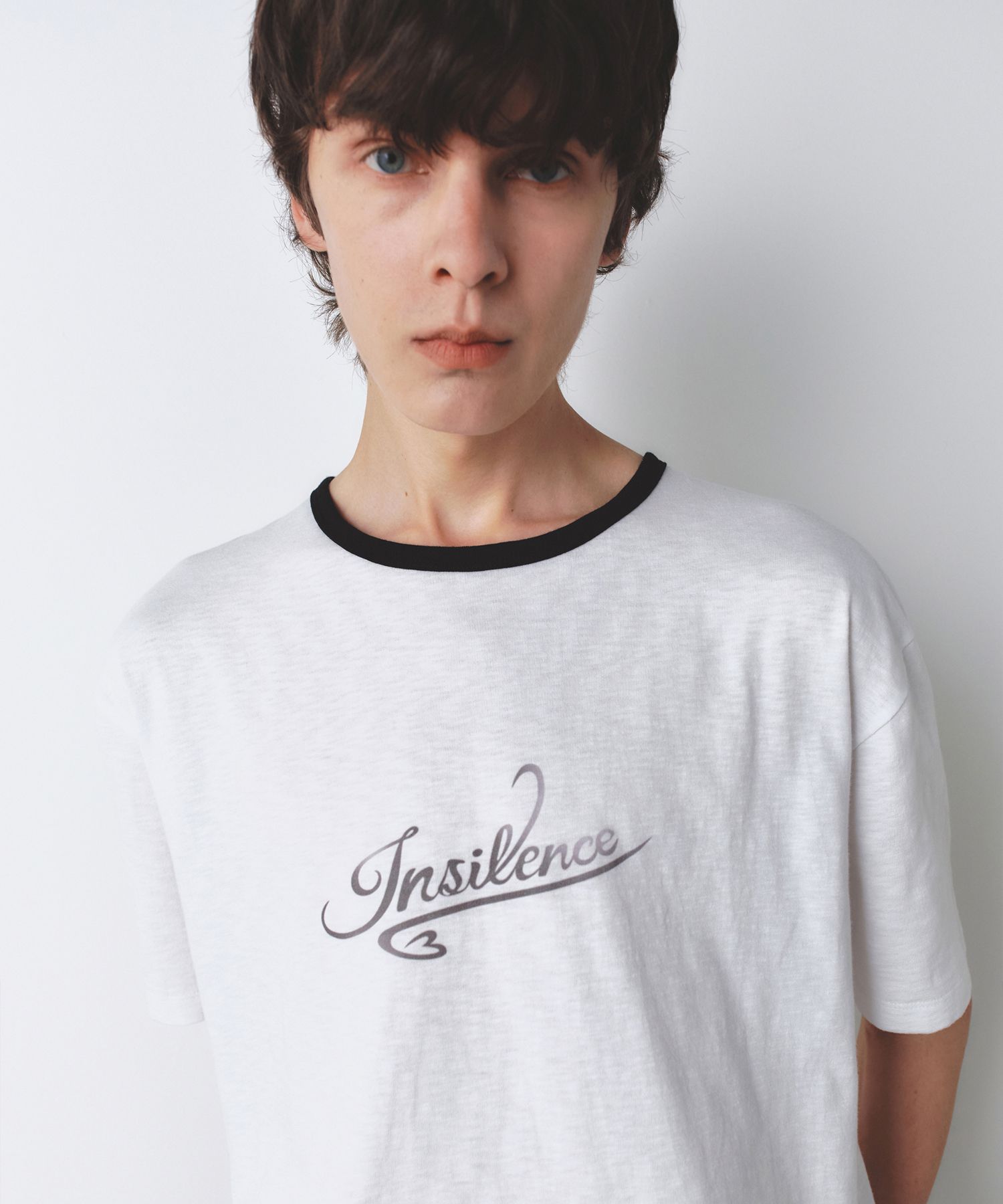 MUSINSA公式 | INSILENCE Ringer Logo T-Shirt WHITE