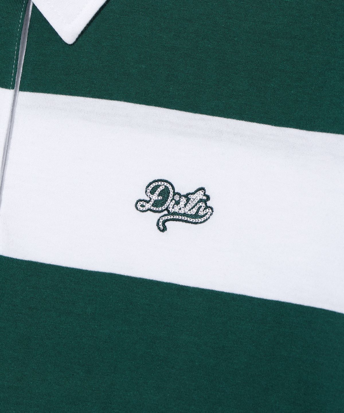 디스트나인(DISTN9NE) 스트라이프 카라 반팔티 DARK GREEN (LP2TF275-046)