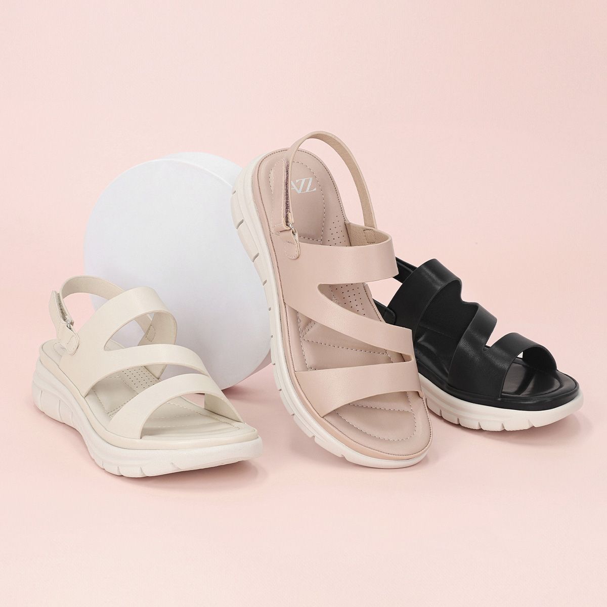 엘칸토(ELCANTO) 마쯔 여성 소프트 컷팅 디테일 경량 샌들 4cm LCWW97M526