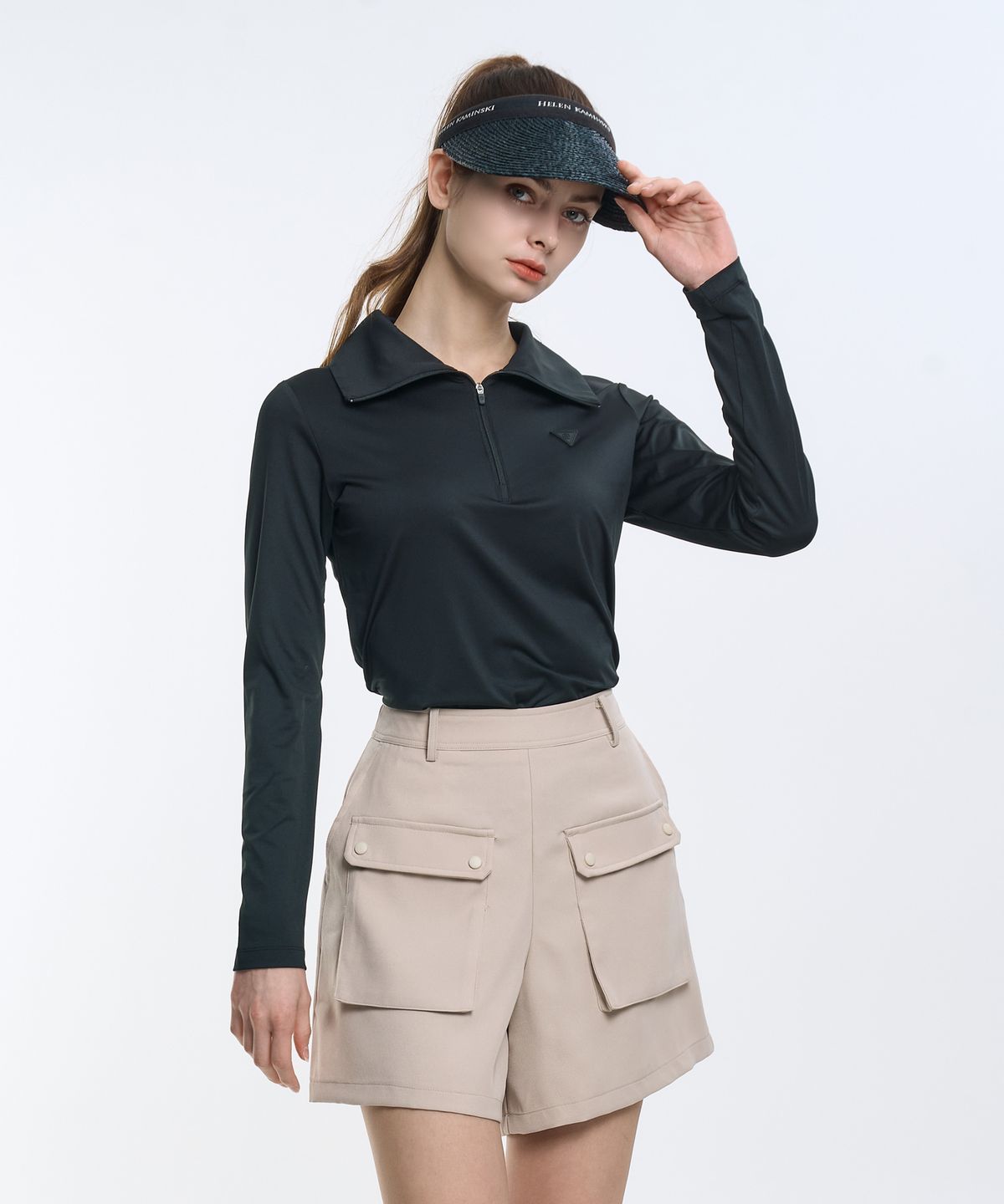 투엘라(2ELA) 러플라인 여성 하이넥 하프집업 긴팔 티셔츠(W6ST17) 4 Colors