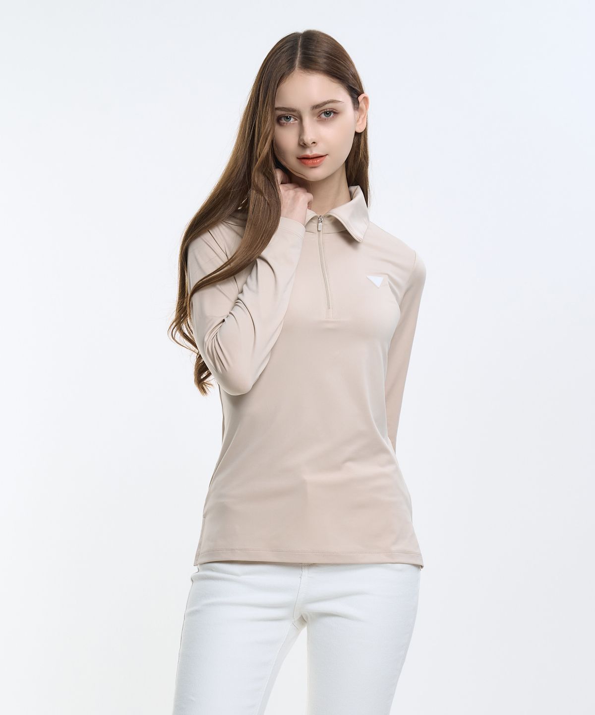 투엘라(2ELA) 러플라인 여성 하이넥 하프집업 긴팔 티셔츠(W6ST17) 4 Colors