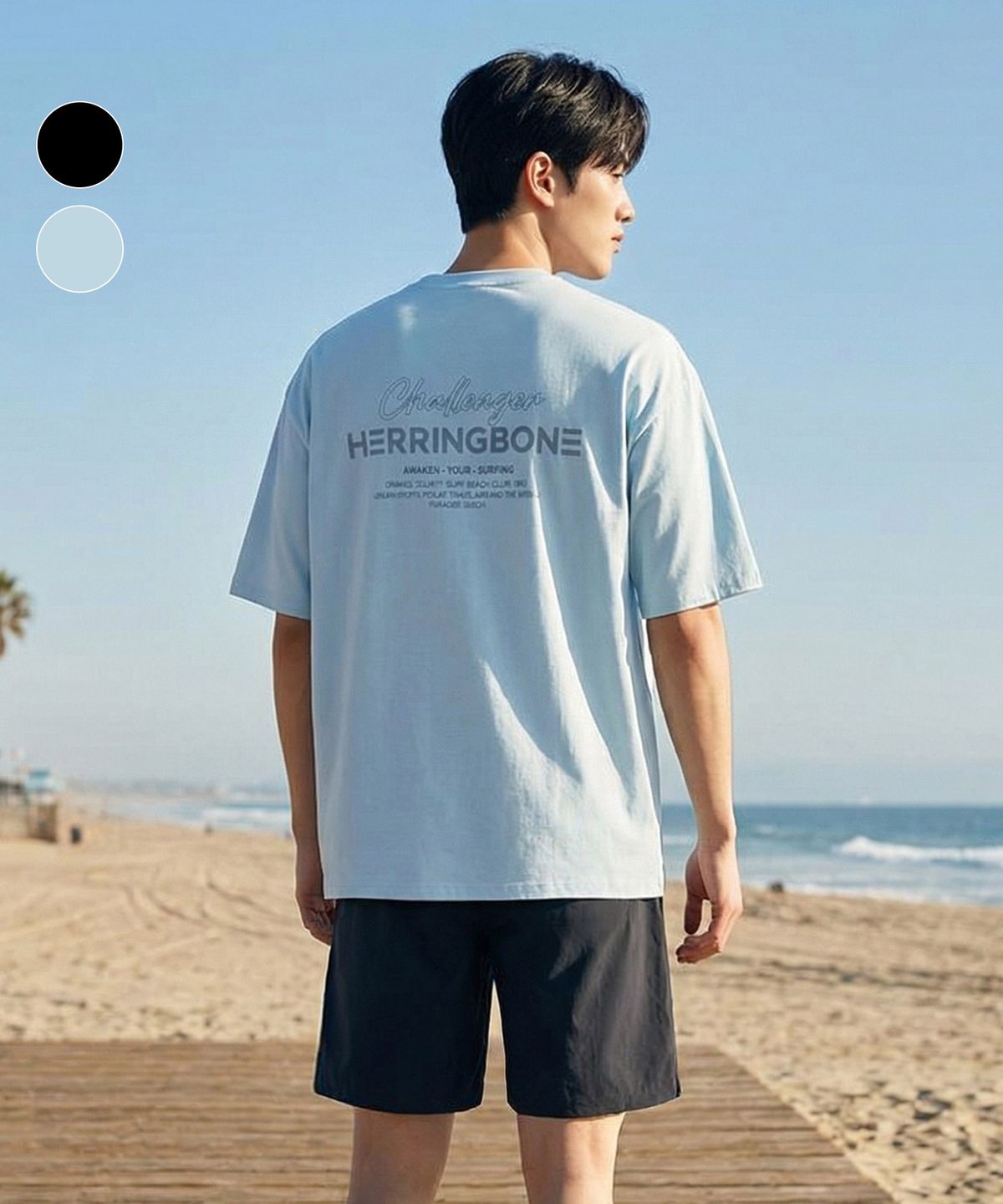 헤링본(HERRINGBONE) 남자 루즈핏 반팔 래쉬가드 비치웨어 상의 / RG346M
