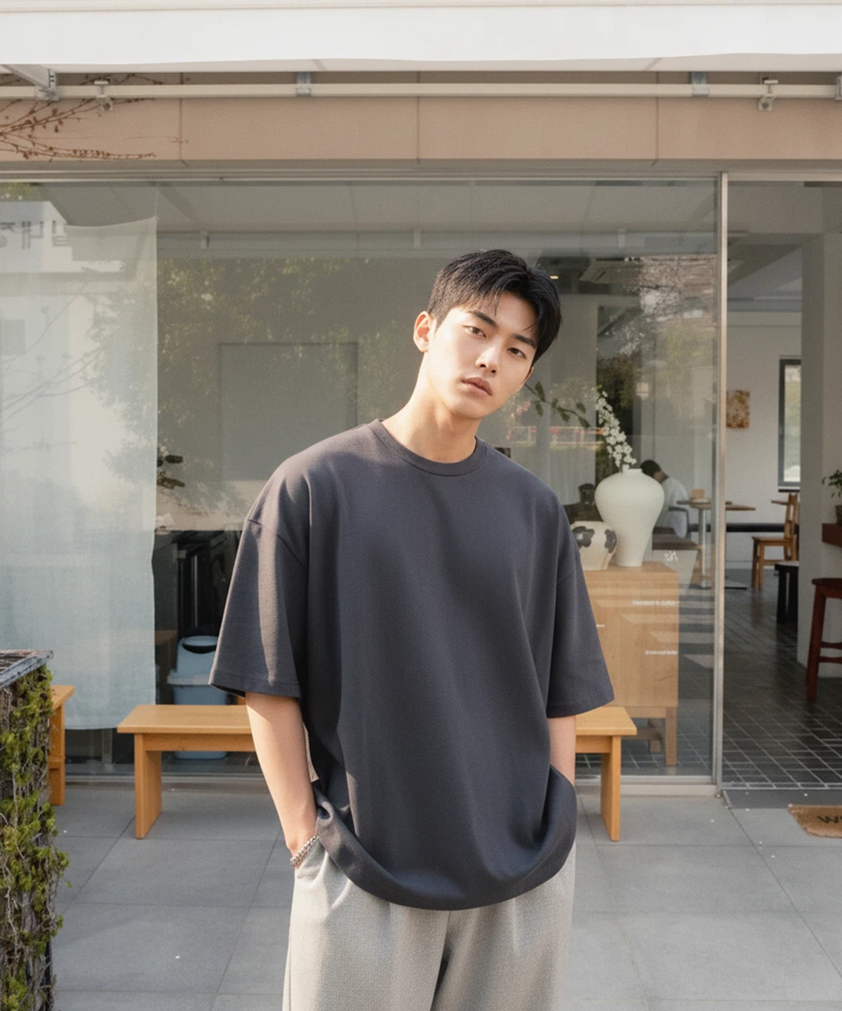 파시엔시아(PACIENCIA) 무지 빅사이즈 박스핏 반팔
