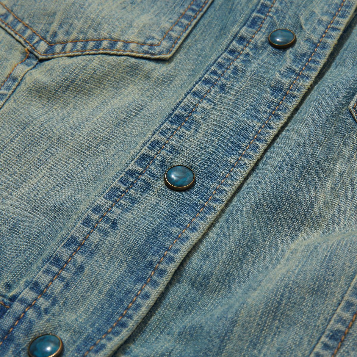 펜필드(PENFIELD) 웨스턴 데님 롱 드레스 스카이블루_FR2WS32F