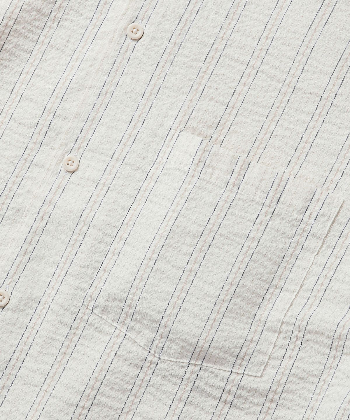 에스파이(ESFAI) CROP WRINKLE S/S SHIRTS (IVORY STRIPE)