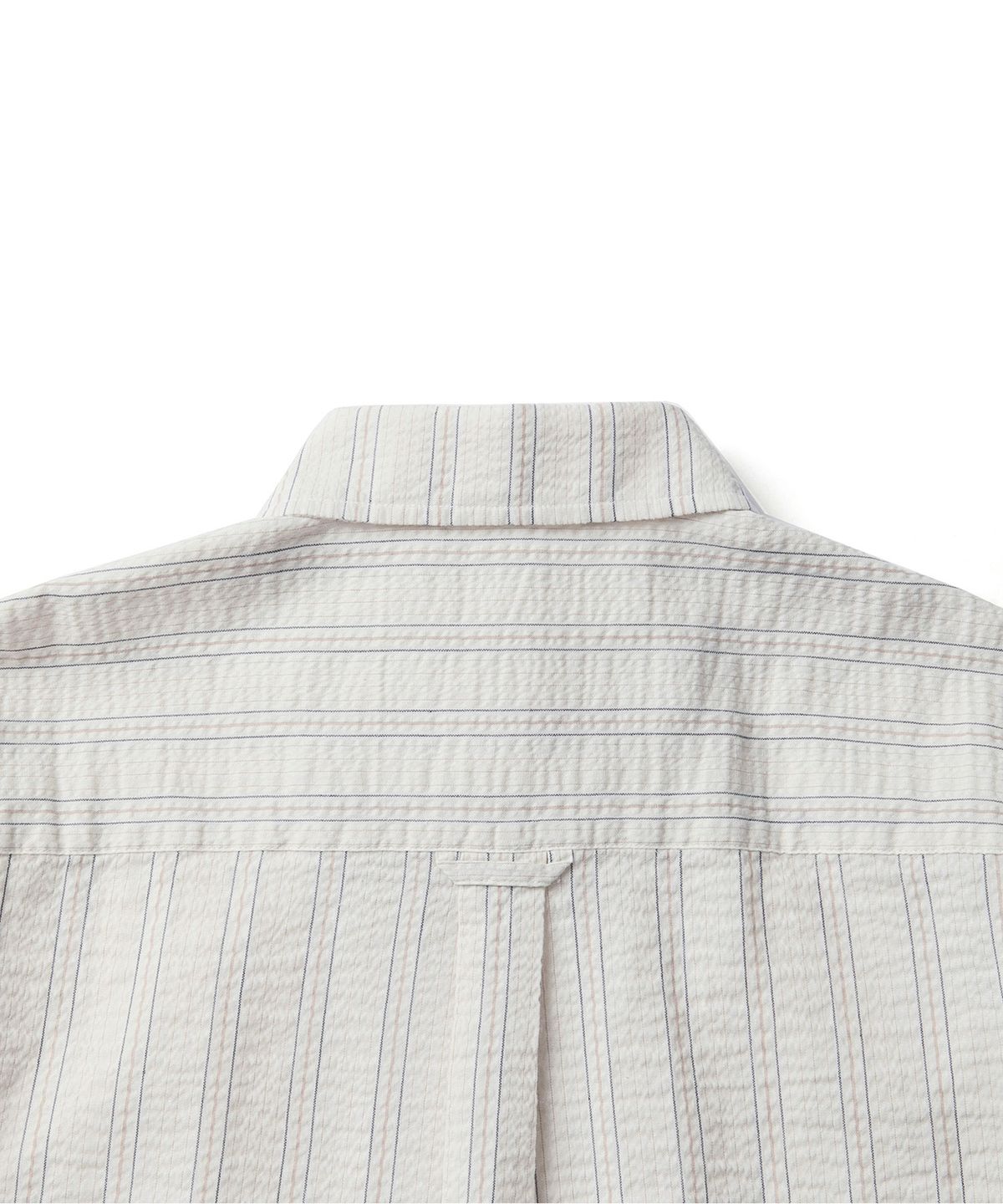 에스파이(ESFAI) CROP WRINKLE S/S SHIRTS (IVORY STRIPE)