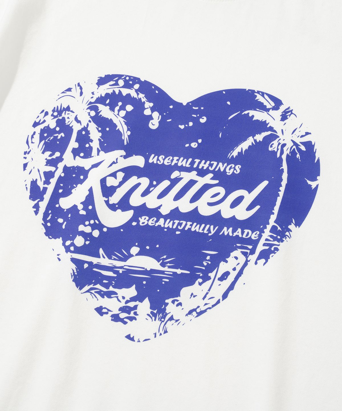니티드(KNITTED) 팜트리 하트 티셔츠 WHITE-BLUE