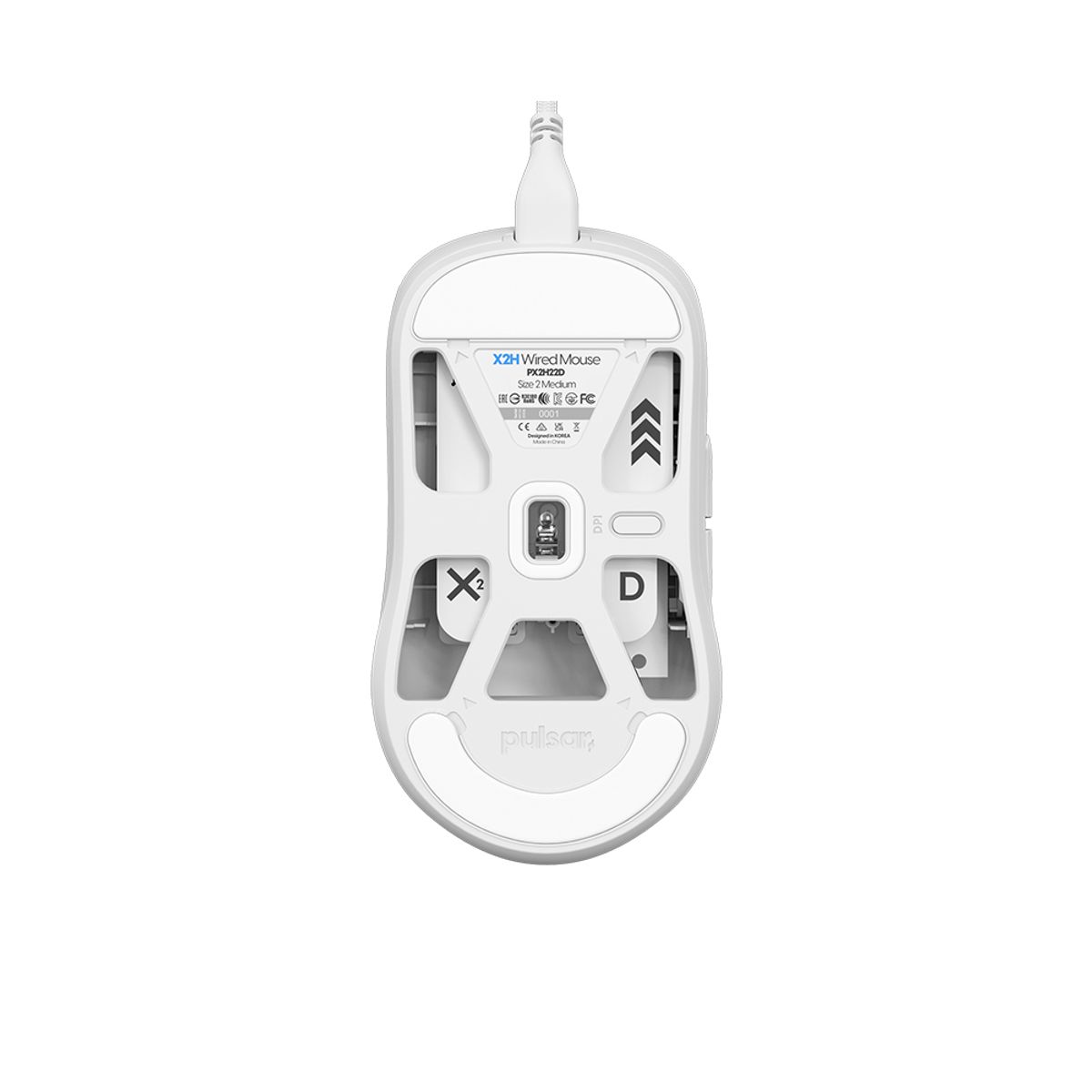 펄사(PULSAR) X2H 유선 게이밍 마우스 미디움 화이트색상 대칭형 50g 초경량 옵티컬 스위치 파라코드 케이블 (PX2H22D)