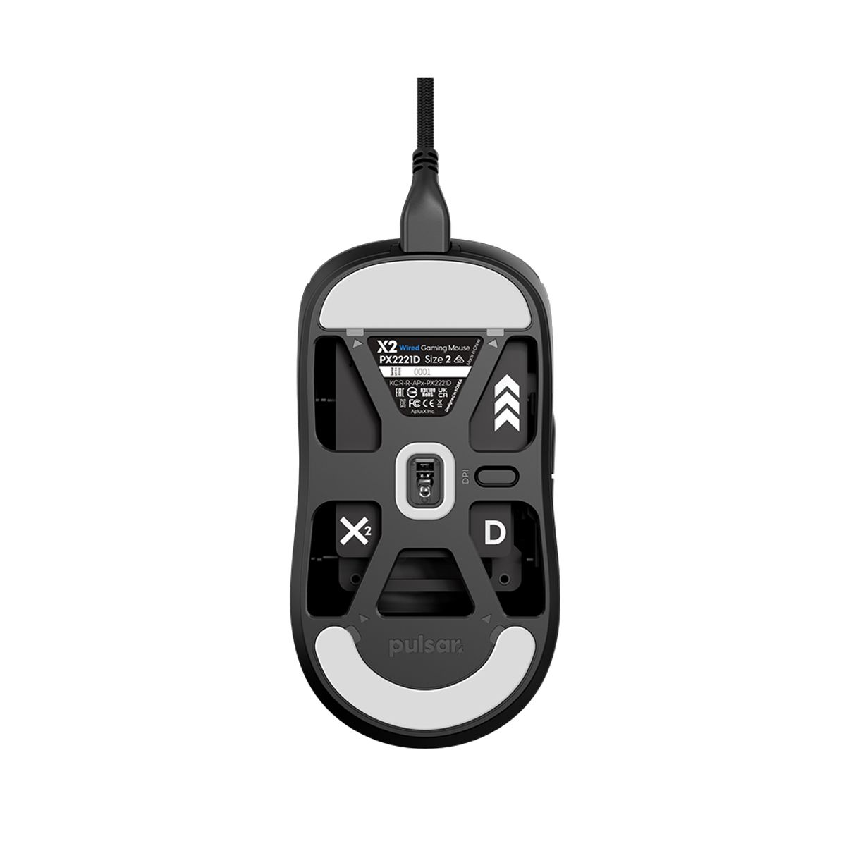 펄사(PULSAR) X2 유선 게이밍 마우스 미디움 블랙색상 대칭형 51g 초경량 옵티컬 스위치 파라코드 케이블 (PX2221D)