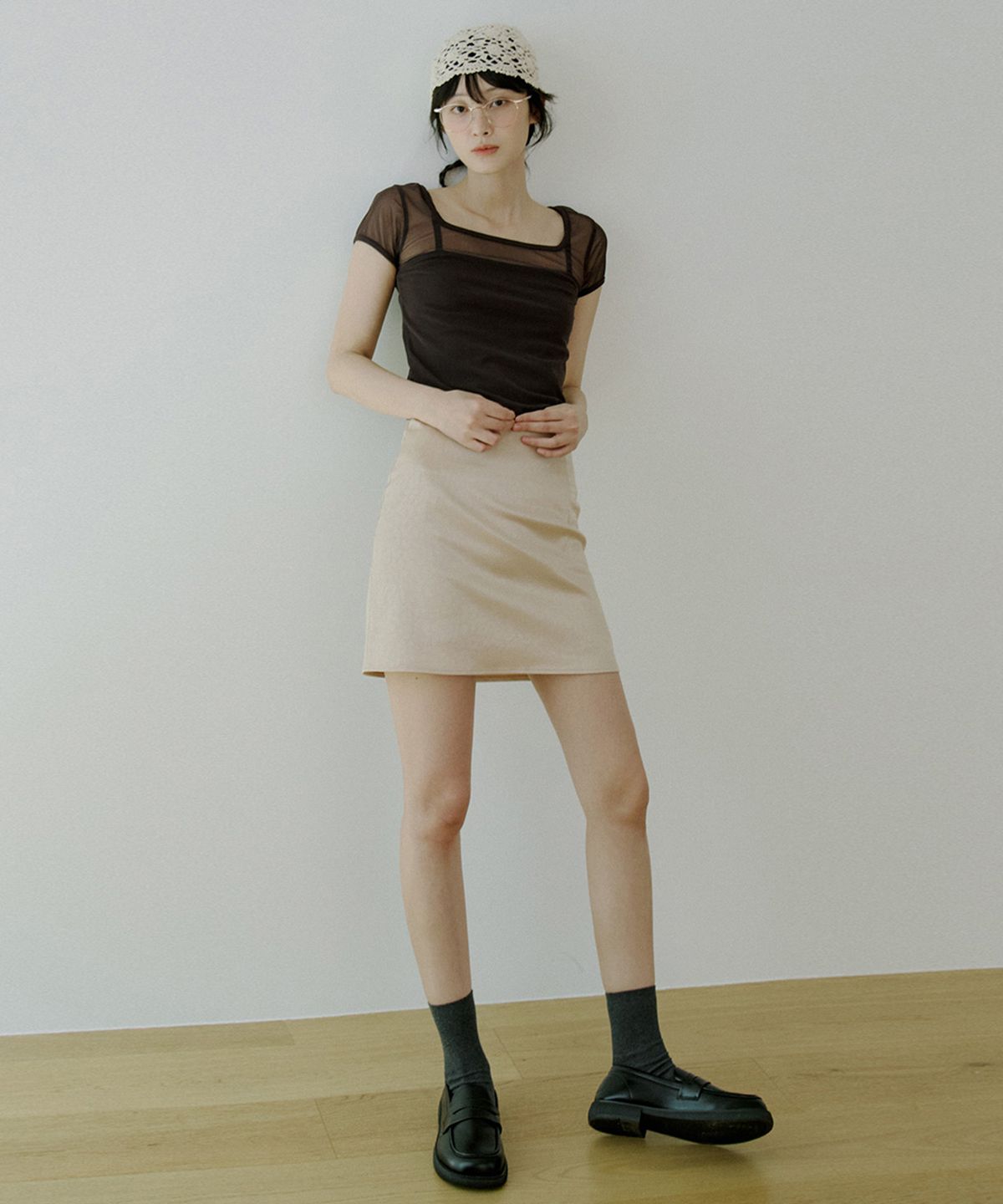 리올그(REORG) WOI LEOPARD MINI SKIRT GOLD