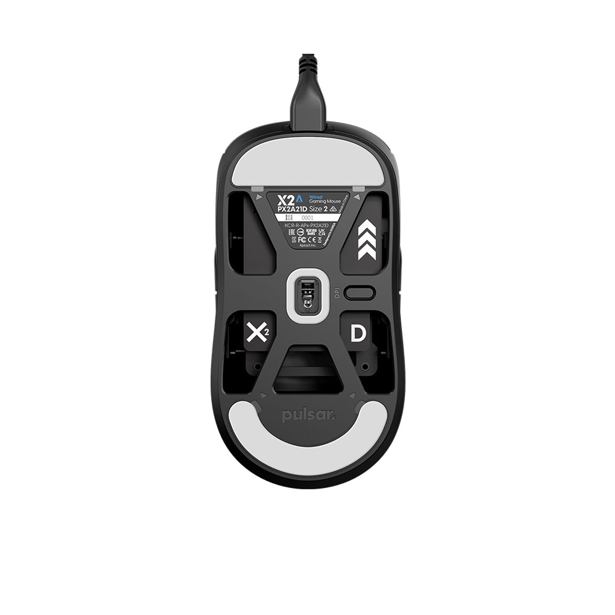 펄사(PULSAR) X2A 유선 게이밍 마우스 미디움 블랙색상 대칭형 양손잡이용 56g 초경량 옵티컬 스위치 (PX2A21D)