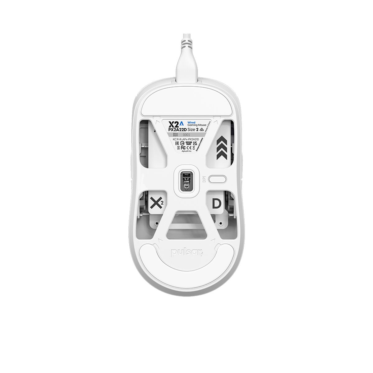 펄사(PULSAR) X2A 유선 게이밍 마우스 미디움 화이트색상 대칭형 양손잡이용 56g 초경량 옵티컬 스위치 (PX2A22D)