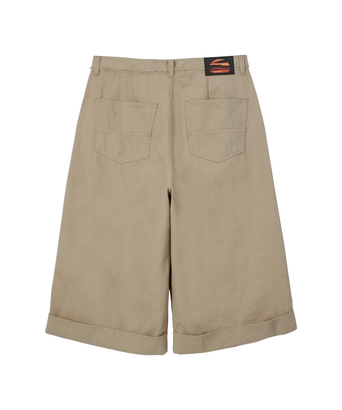 미드선(MIDSUN) Frayed Blunt Bermuda Pants-Beige