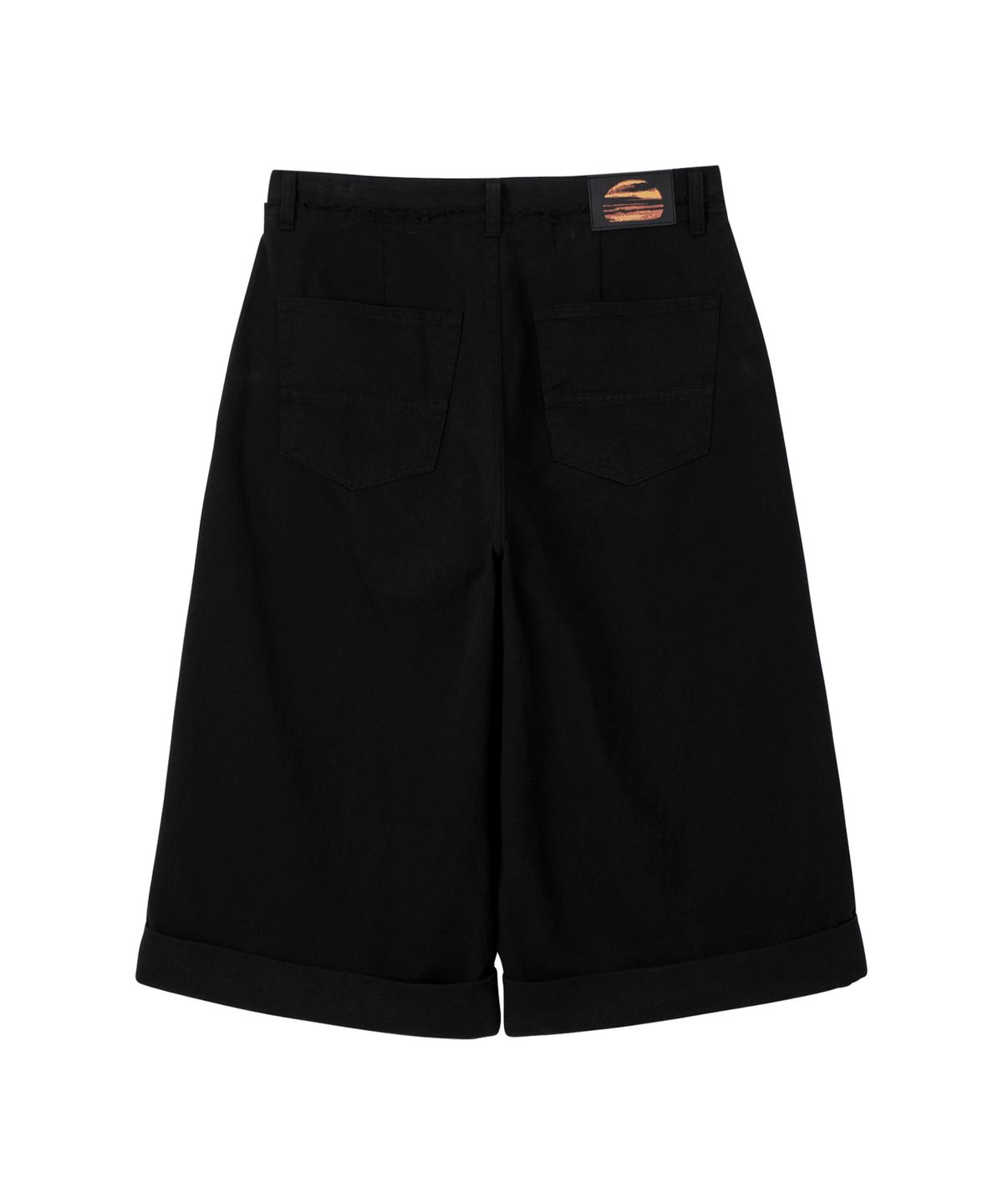 미드선(MIDSUN) Frayed Blunt Bermuda Pants-Black