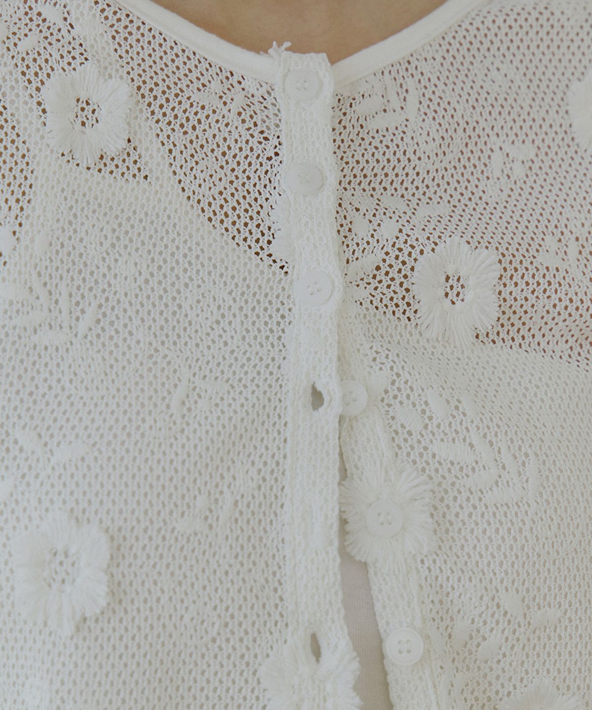 리올그(REORG) WOI FLORAL CARDIGAN IVORY