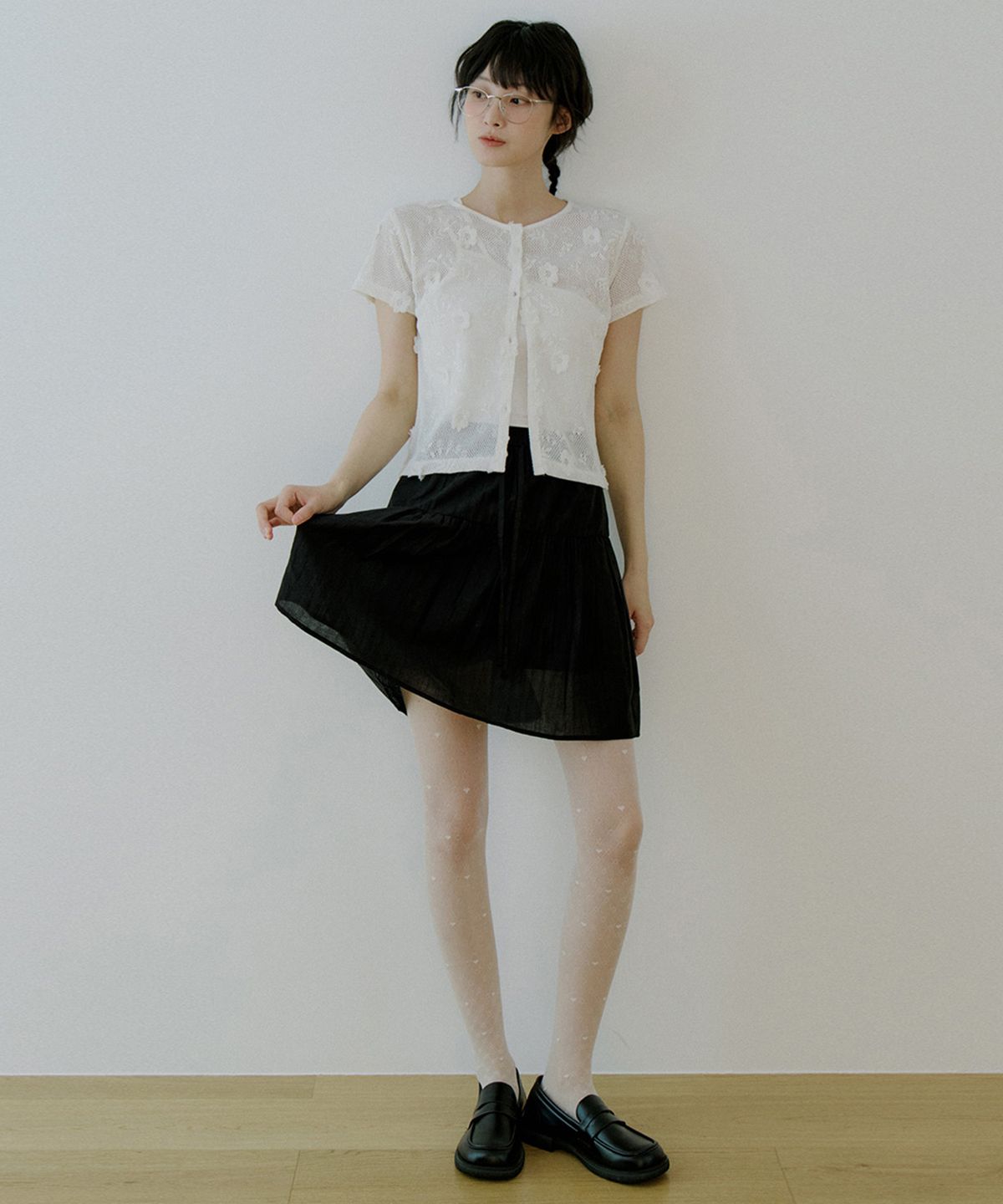 리올그(REORG) WOI FLORAL CARDIGAN IVORY