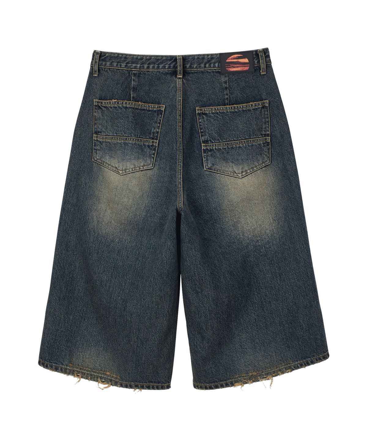 미드선(MIDSUN) Worn Ochre Bermuda Denim Pants-Blue