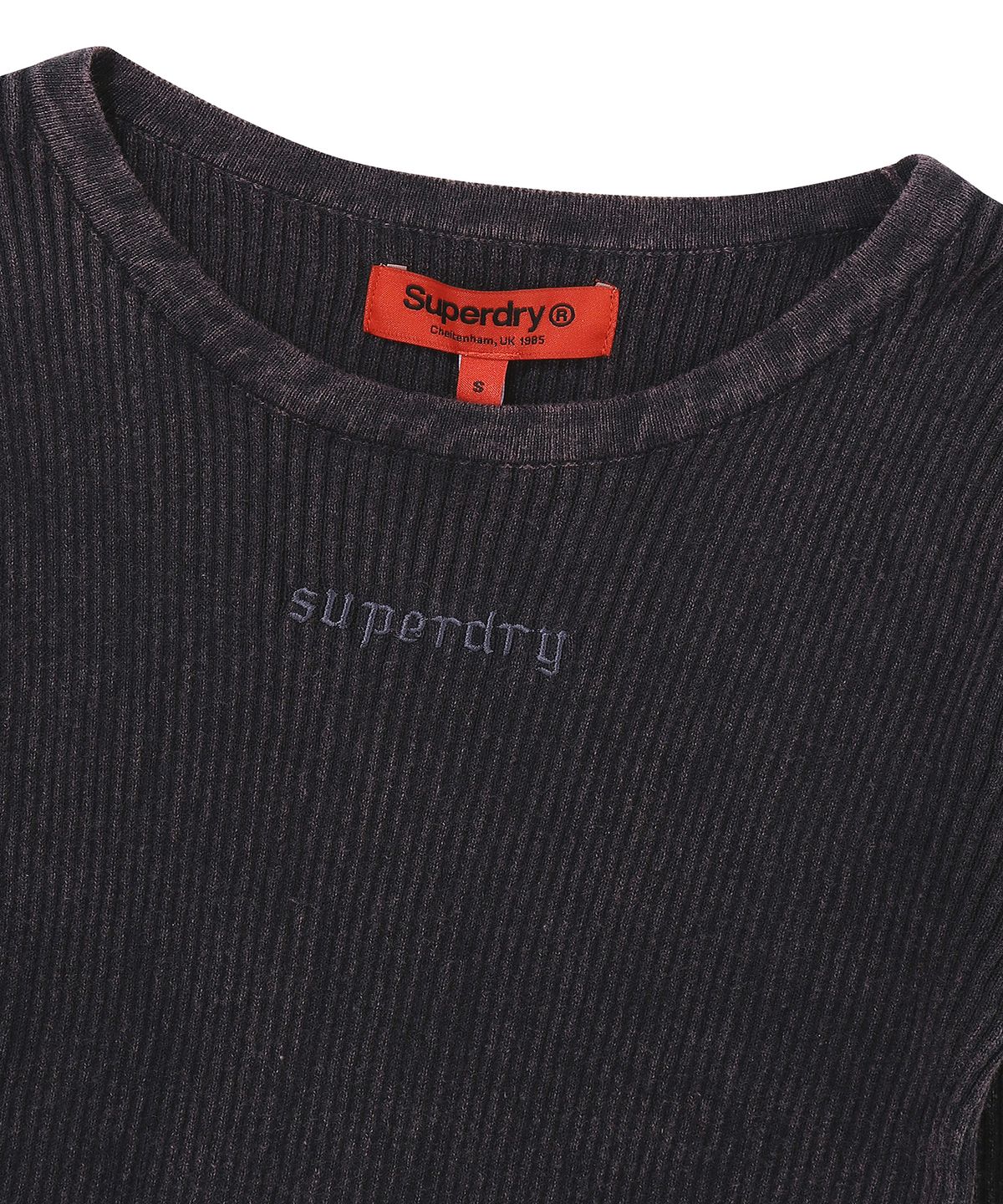 슈퍼드라이(SUPERDRY) W 워시드 슬릿 니트 롱슬리브 다크 그레이
