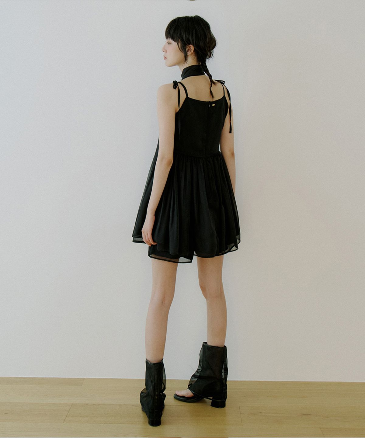 리올그(REORG) WOI TIE SET UP RIBBON FLARE MINI OPS BLACK