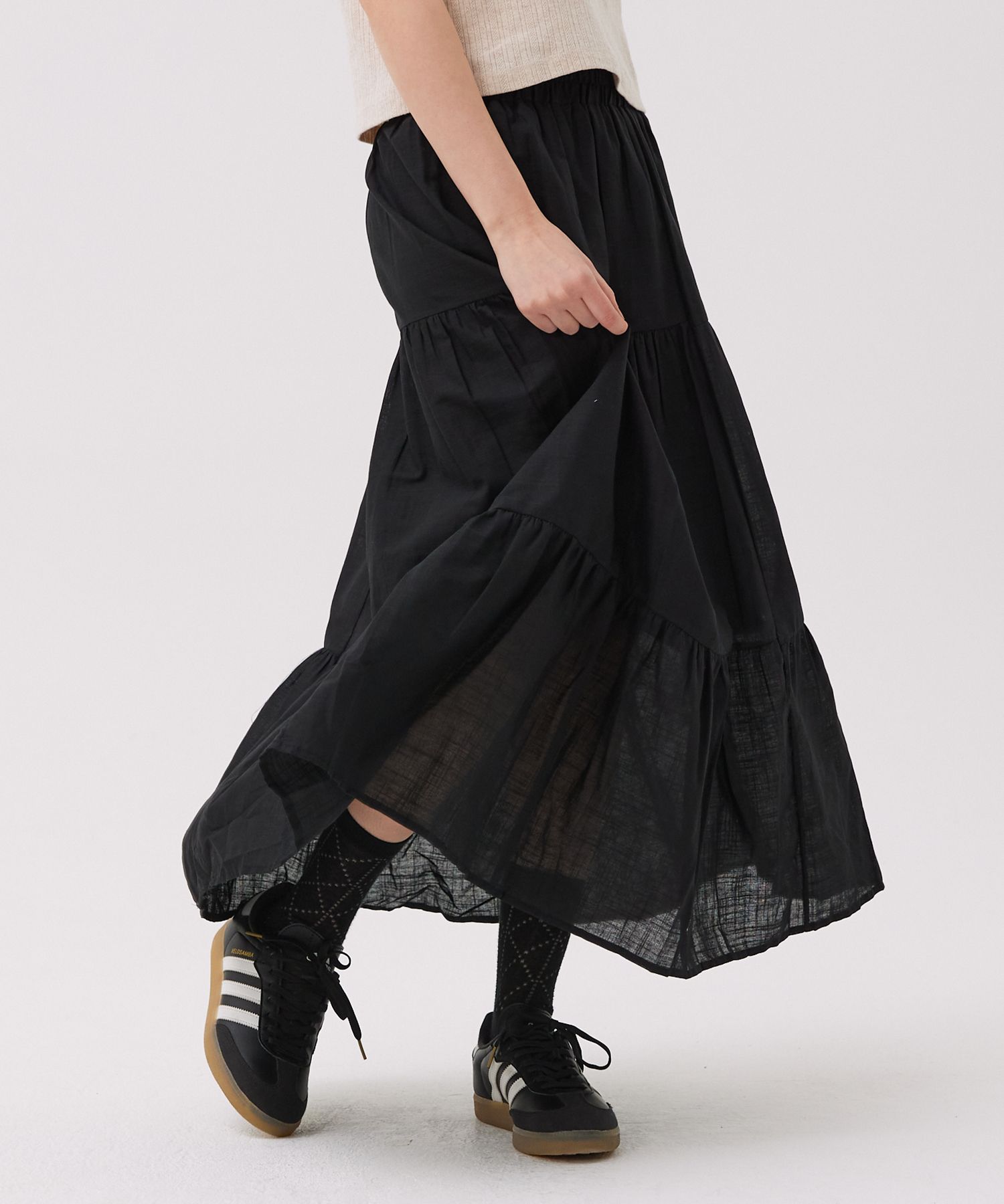 【ROUGHNECK】 韓国人気 ★ LONG CANCAN SKIRT (S,M) MUSINSA公式 | AWESOME STUDIO Cotton cancan long skirt black