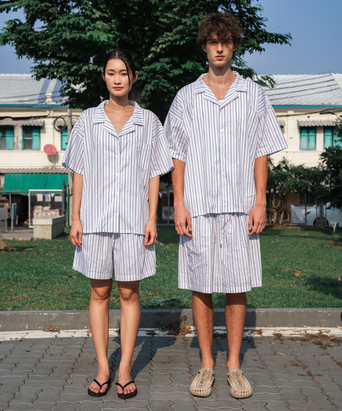 오끼뜨(OGGITT) (uni)레지던스 오이스터 스트라이프 파자마