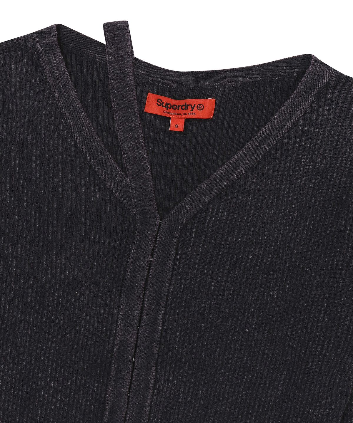 슈퍼드라이(SUPERDRY) W 워시드 컷아웃 브이넥 가디건 다크 그레이
