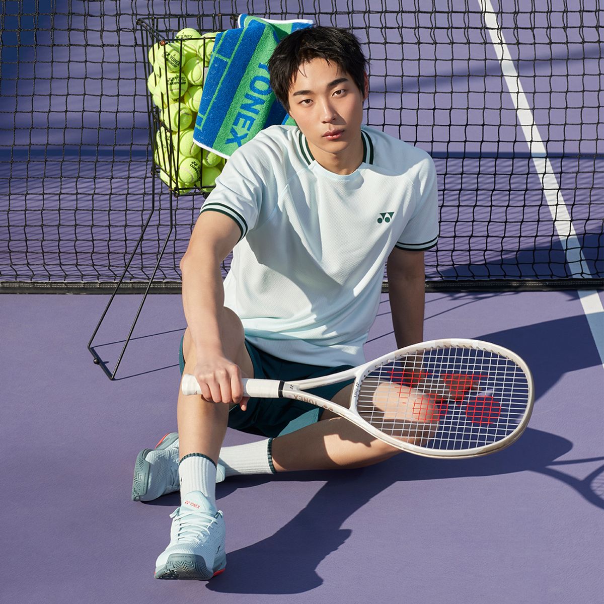 요넥스(YONEX) 255TS011M 페일 민트 남성용 컬러 포인트 테니스 게임웨어