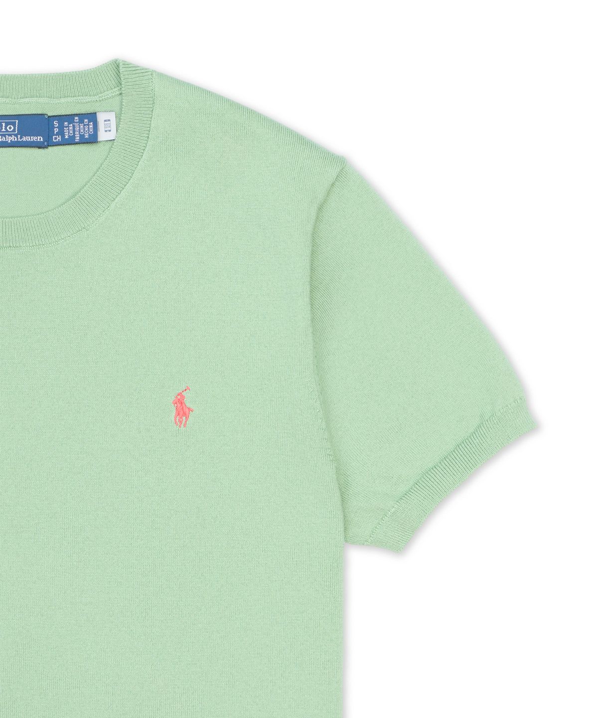 폴로 랄프 로렌(POLO RALPH LAUREN) 코튼 블렌드 숏 슬리브 스웨터-미디움 그린