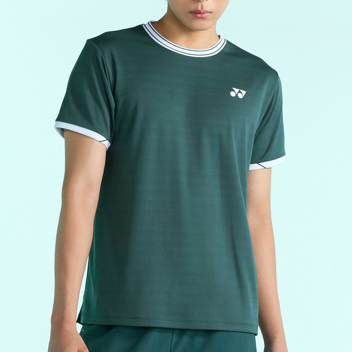 요넥스(YONEX) 255TS013M 그린 남성용 소매 컬러 포인트 테니스 게임웨어