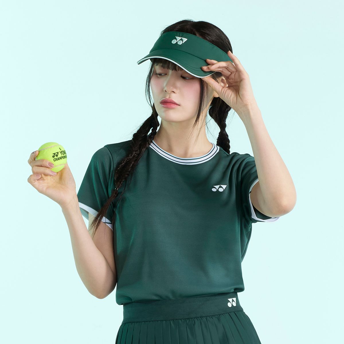 요넥스(YONEX) 255TS014F 그린 여성용 소매 컬러 포인트 테니스 게임웨어
