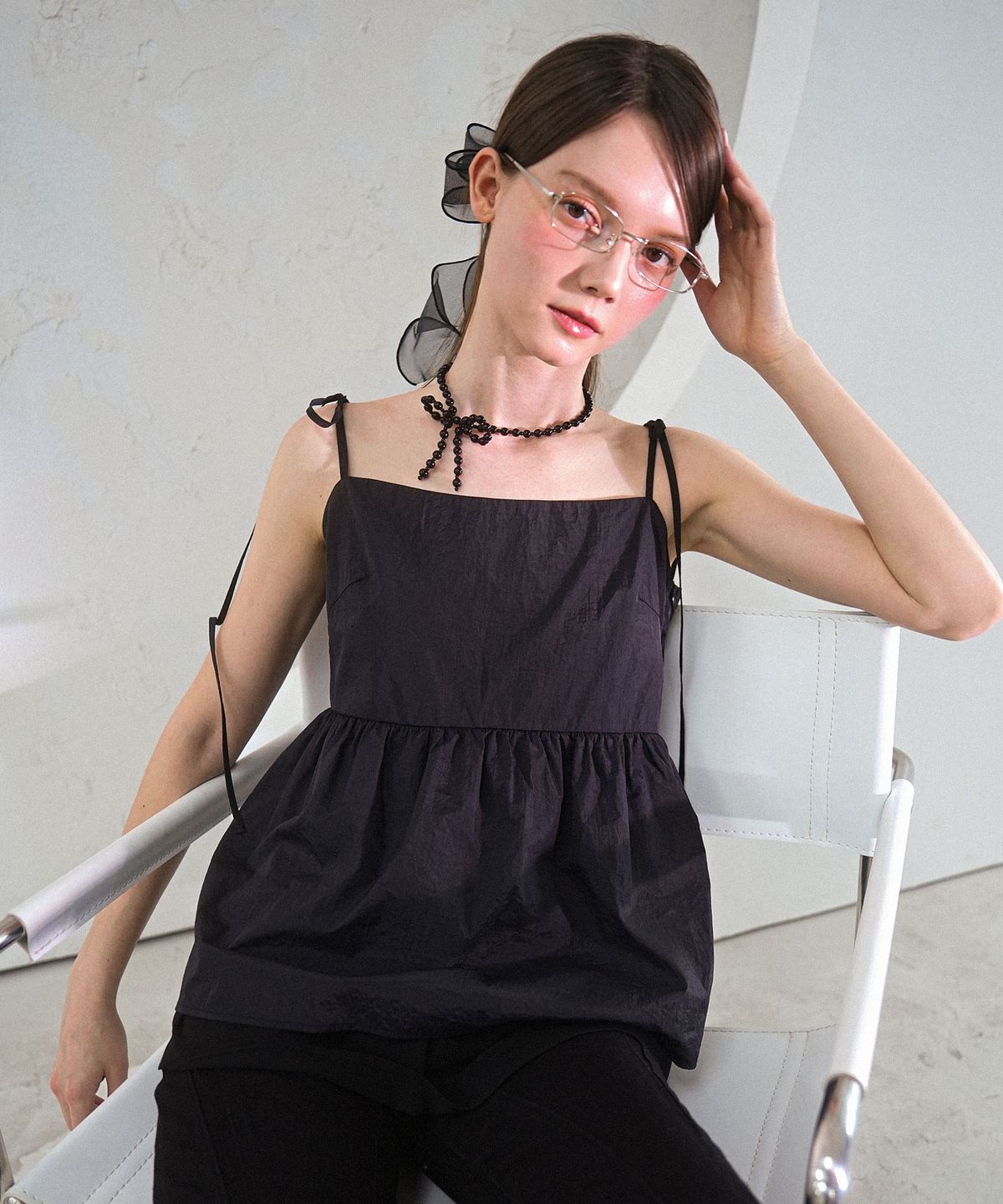 비바셔스(VIVACIOUS) Ribbon Strap Prill Sleeveless - 3COL