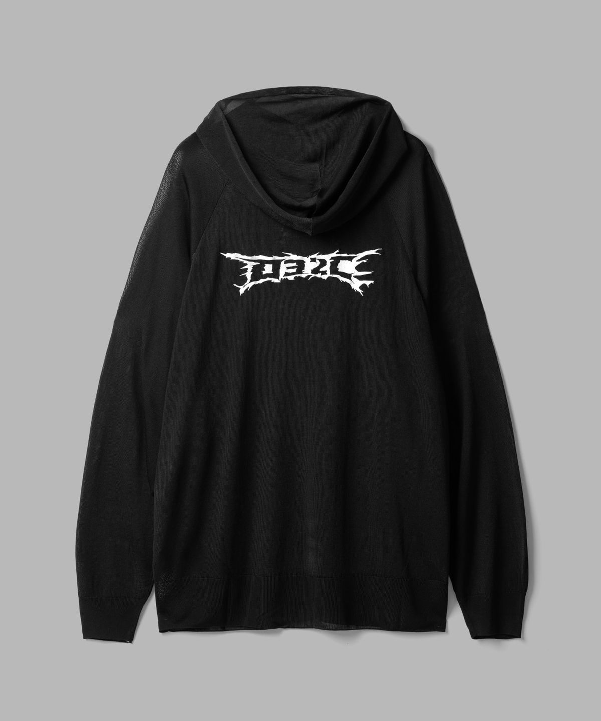 032씨(032C) (U) 너브 세터 후디드 니트 블랙 NERVE SHATTER TRANSLUCENT HOODED KNIT BLACK