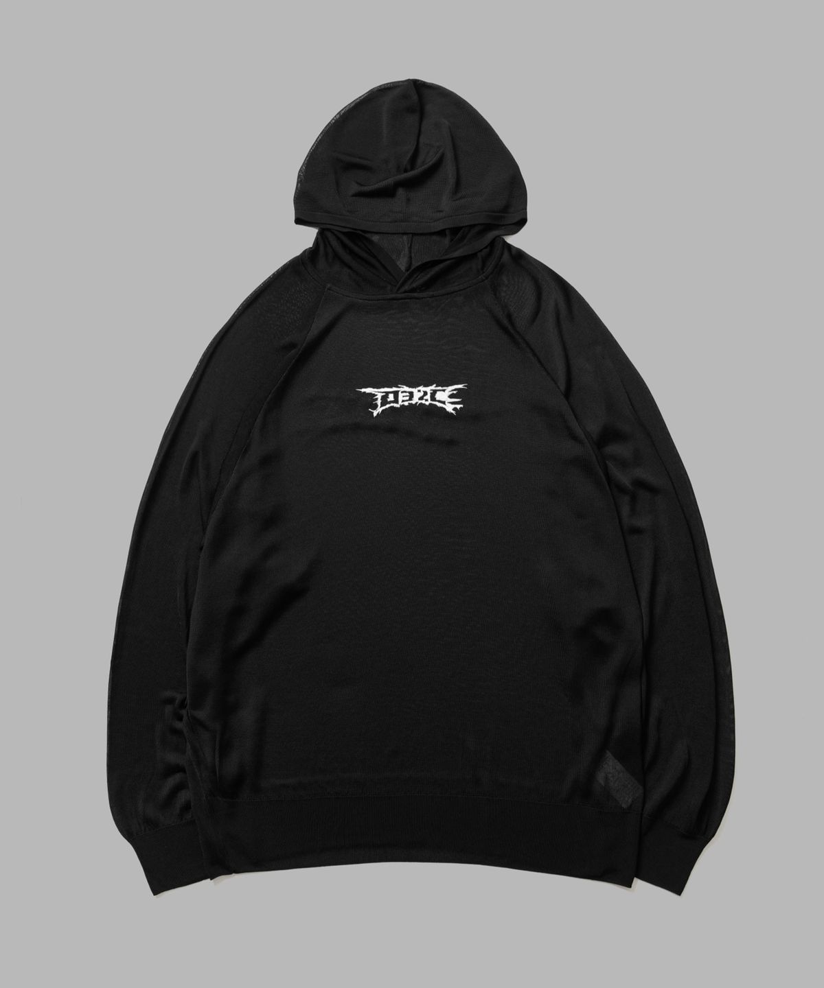 032씨(032C) (U) 너브 세터 후디드 니트 블랙 NERVE SHATTER TRANSLUCENT HOODED KNIT BLACK