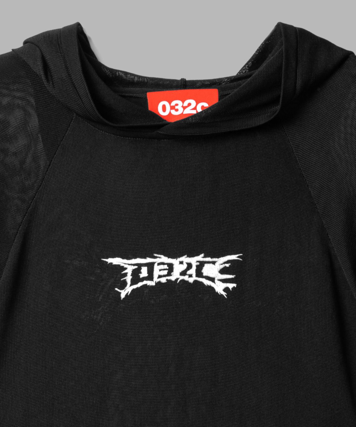 032씨(032C) (U) 너브 세터 후디드 니트 블랙 NERVE SHATTER TRANSLUCENT HOODED KNIT BLACK