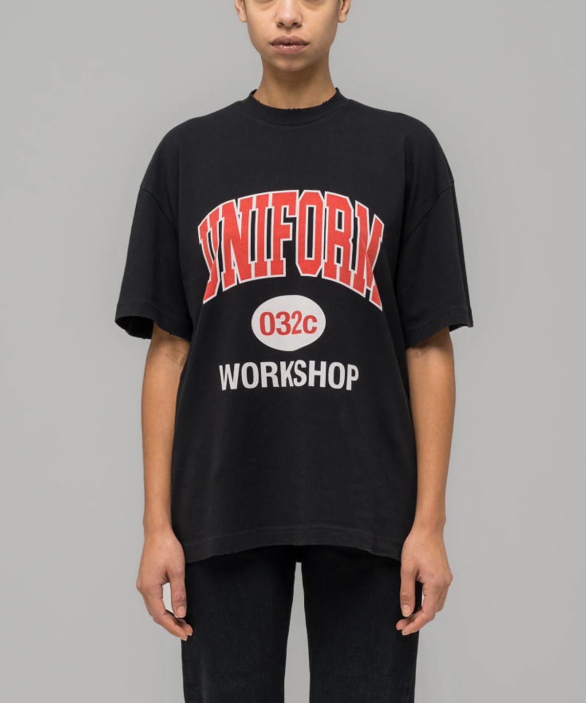032씨(032C) (U) 럭키 스트라이크 오버사이즈드 티셔츠 워시드 블랙 LUCKY STRIKE OVERSIZED T-SHIRT WASHED BLACK