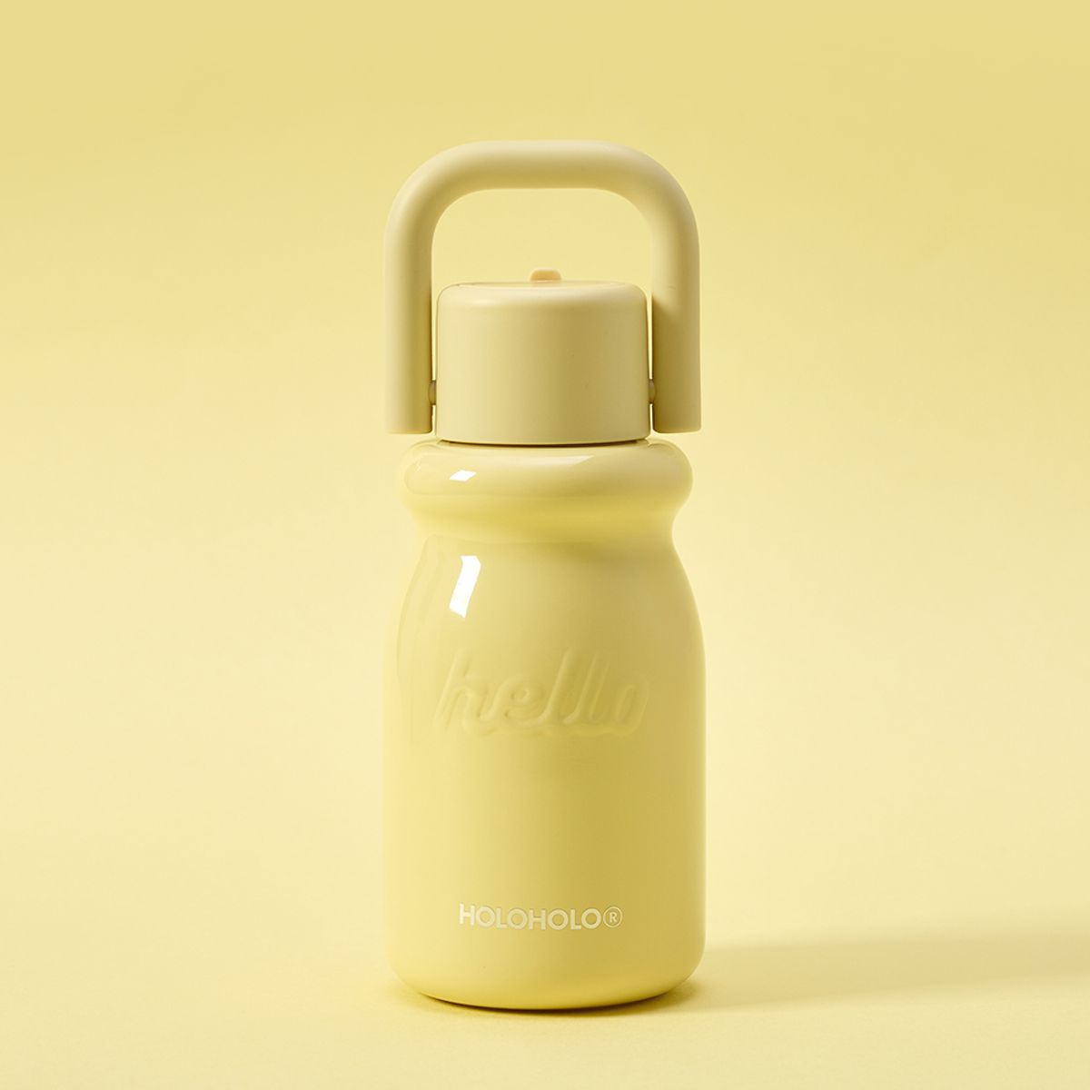 홀로홀로(HOLOHOLO) 밀크 원터치 보온병 430ml + 구름 파우치 세트 옐로우
