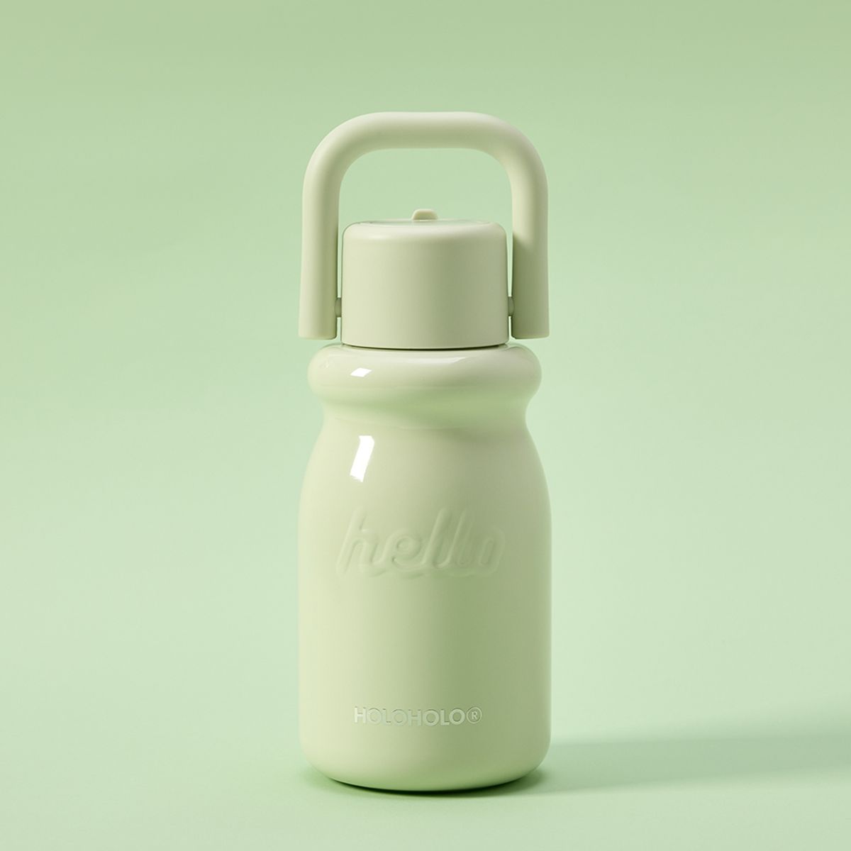 홀로홀로(HOLOHOLO) 밀크 원터치 보온병 430ml + 구름 파우치 세트 그린