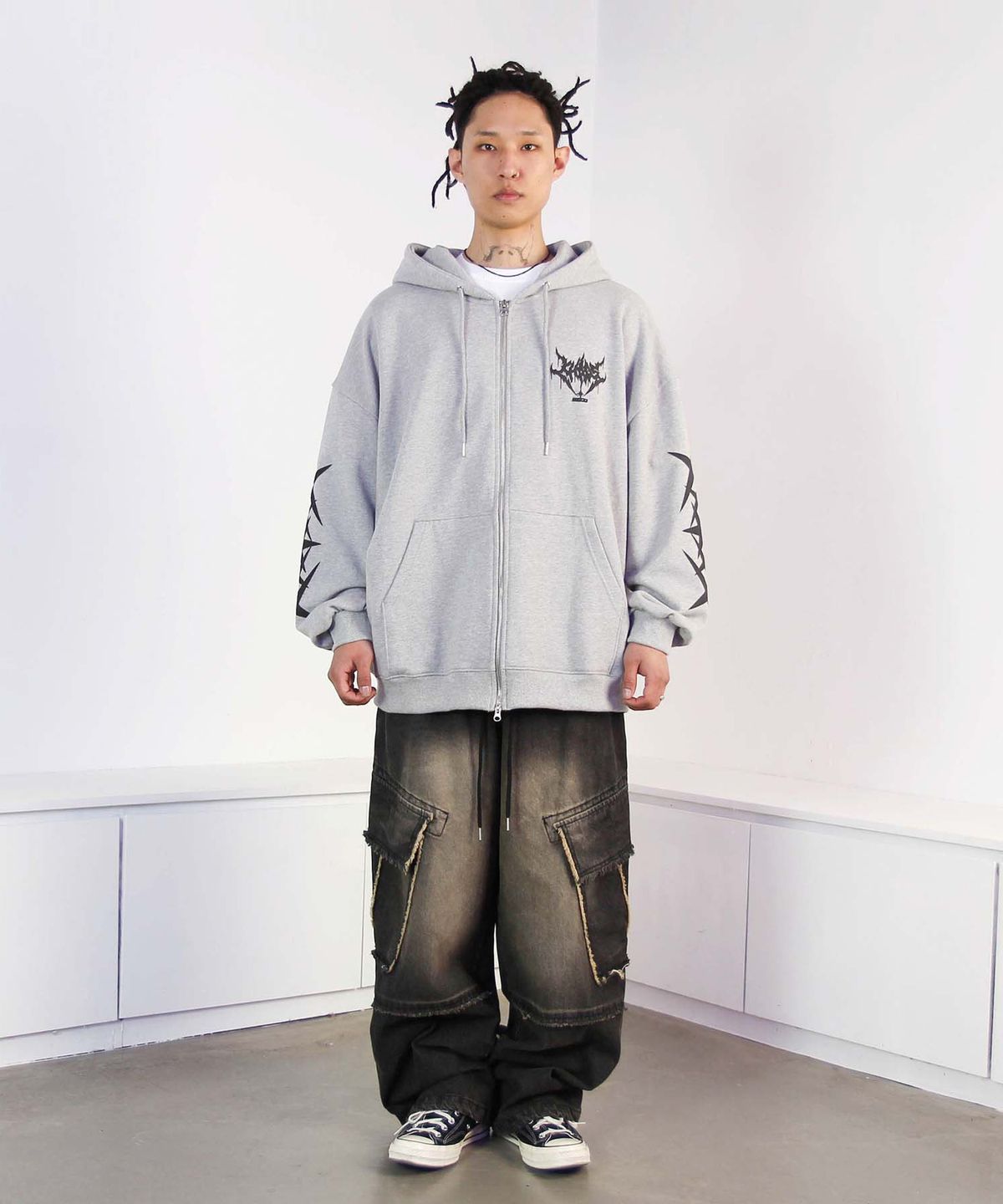 믹쓰제이(MIXXJ) BAT HOOD ZIP-UP (GRAY)
